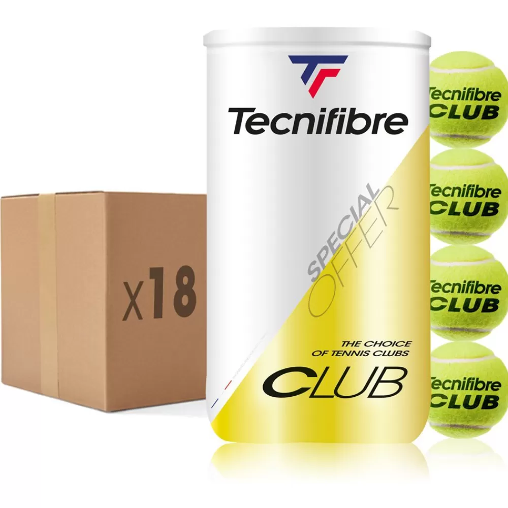 Premium>Tecnifibre CLUB : CARTON DE 18 BIPACKS DE TUBES DE 4 BALLES DE TENNIS