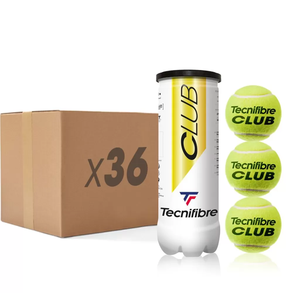 Premium>Tecnifibre CLUB : CARTON DE 36 TUBES DE 3 BALLES DE TENNIS