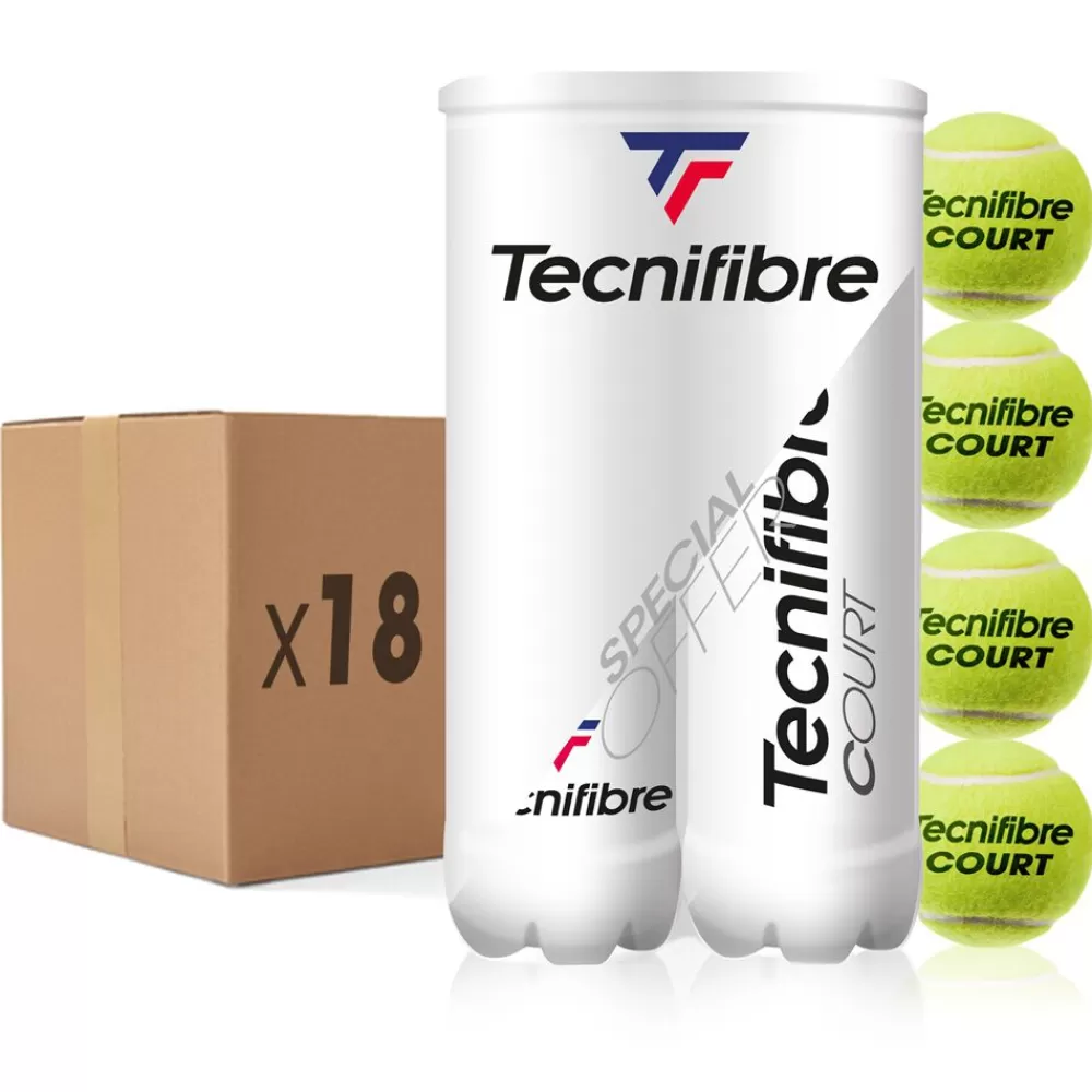 Performance Pression>Tecnifibre COURT : CARTON DE 18 BIPACKS DE TUBES DE 4 BALLES DE TENNIS