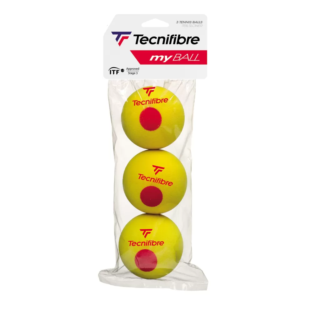 Balles Pédagogiques>Tecnifibre MY BALL : SACHET DE 3 BALLES DE TENNIS MOUSSE