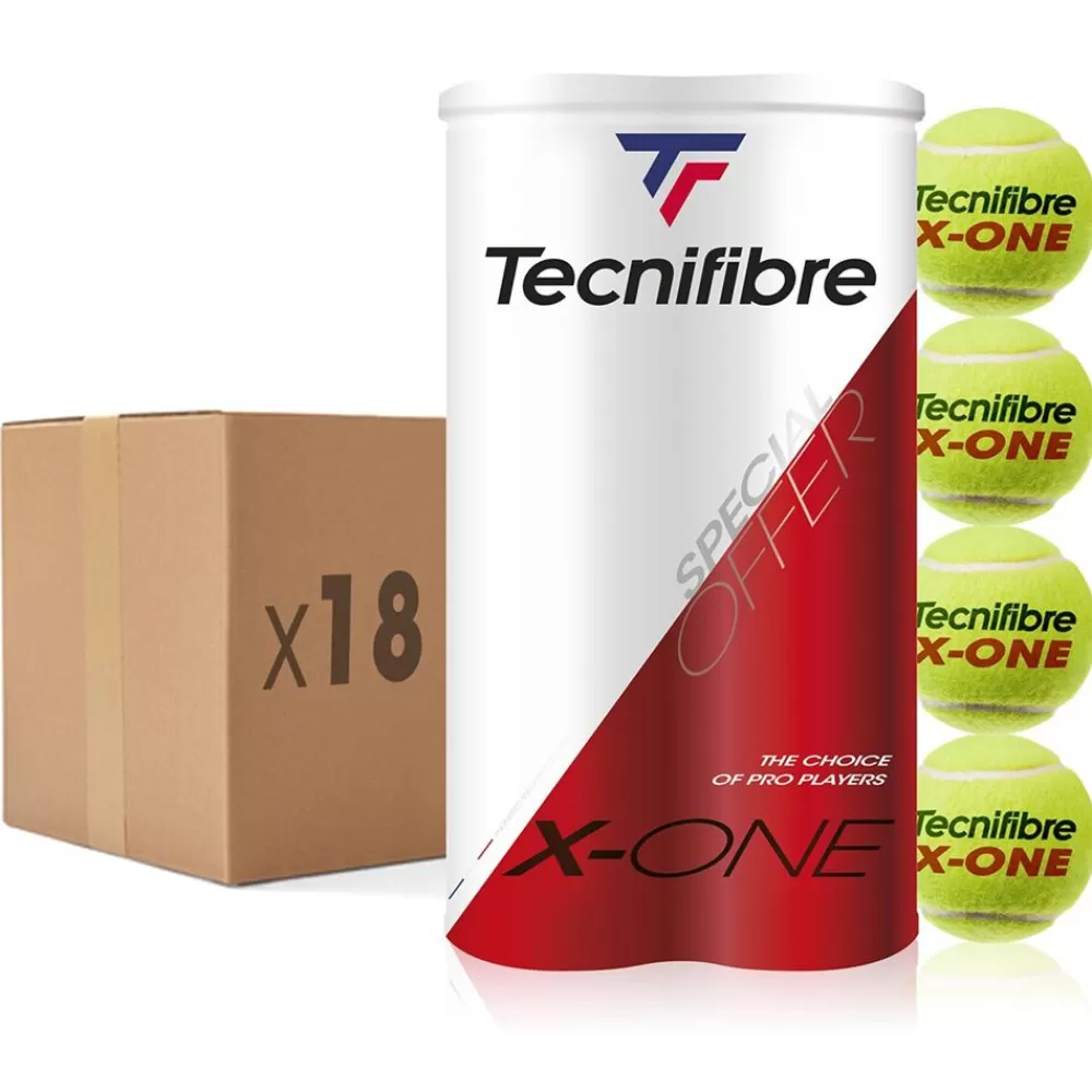 Premium>Tecnifibre X-ONE : CARTON DE 18 BIPACKS DE TUBES DE 4 BALLES DE TENNIS